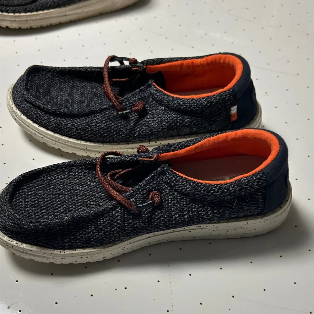 Hey Dude Kids Moccasins - Dark Gray with Orange Accents